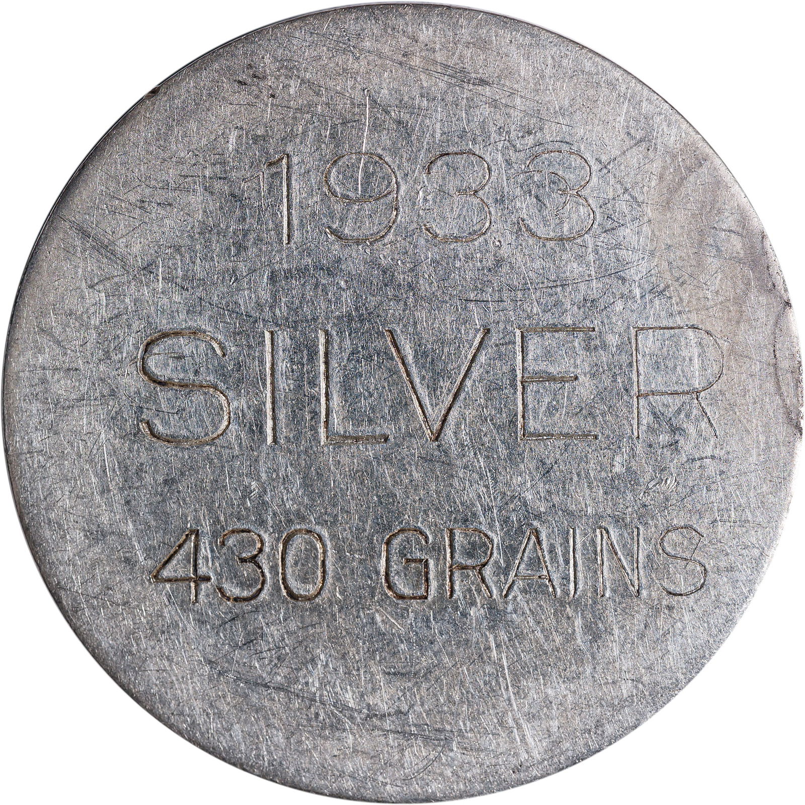 AU-50 1933 Pedley Ryan Dollar: HK-825. Denver. Shows some slight scuffing. 430 Grains of silver.
