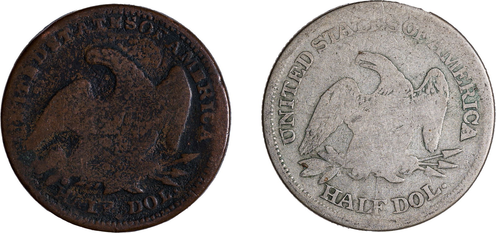 Struck Counterfeit Half Dollar Duo - 2