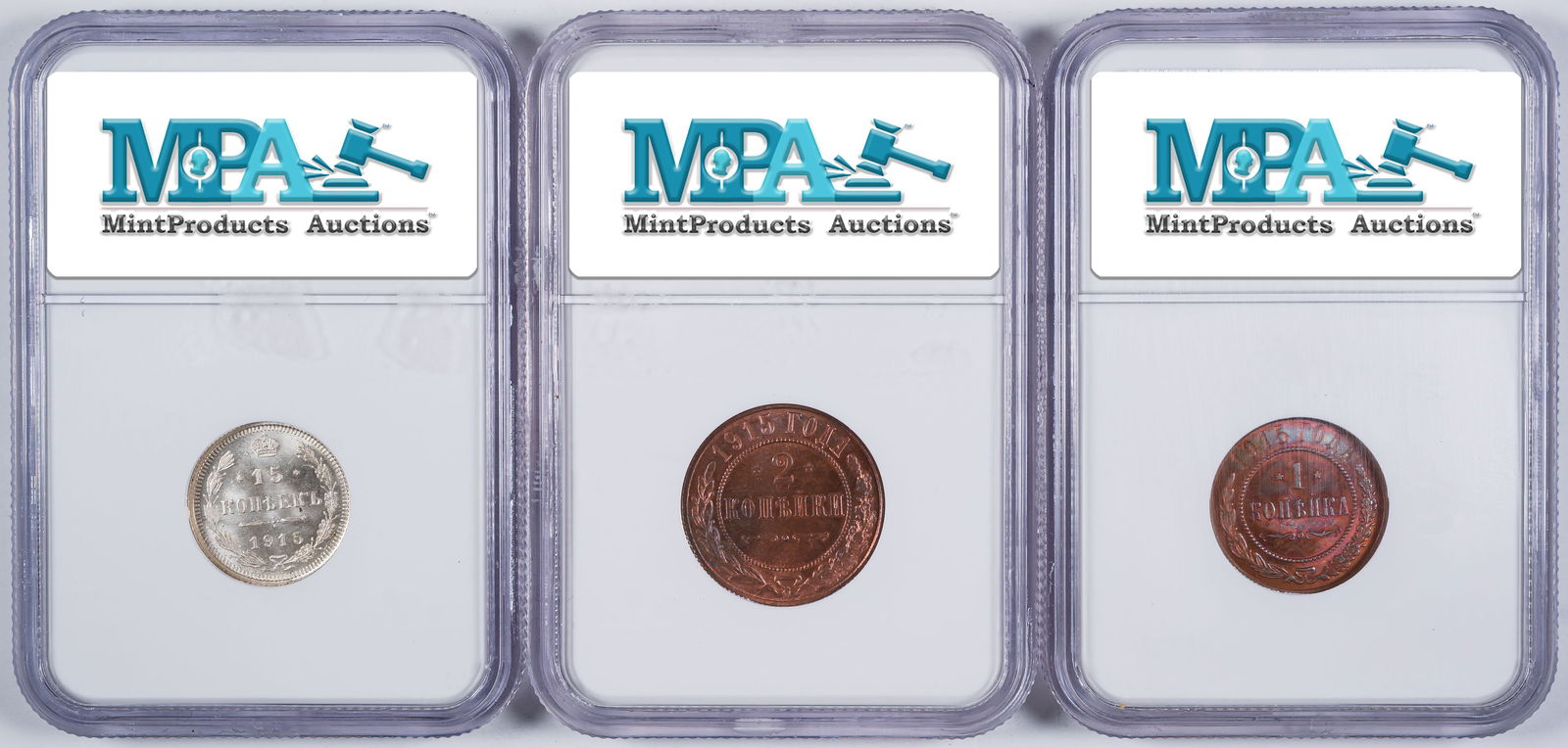 Russia. Gem NGC Certified 1915 Trio - 2