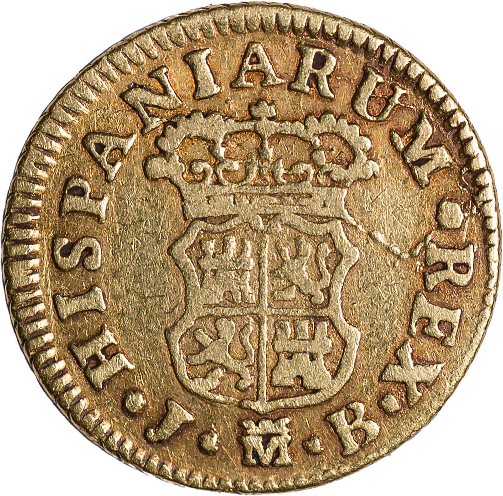 Spain. VF 1757 JB 1/2 Escudo Gold - 2