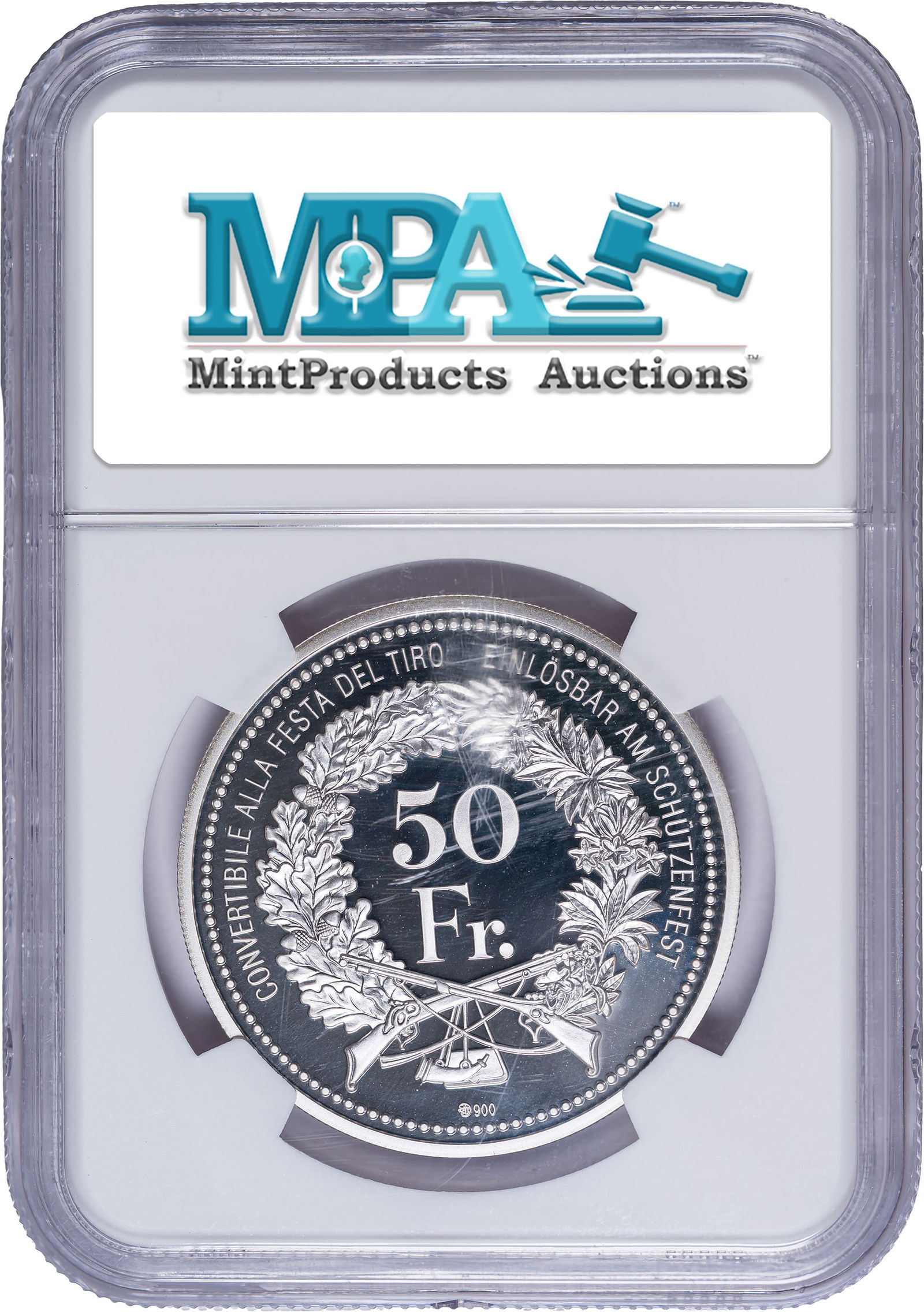 Switzerland. Ticino. NGC Proof-70 UC 50 Francs - 2