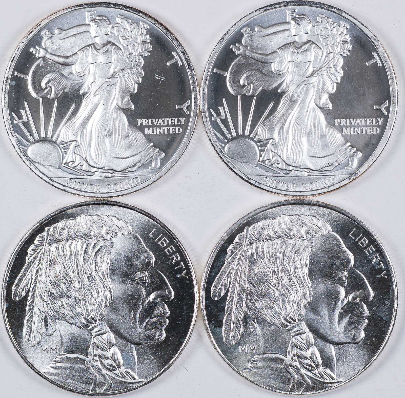 4 Pcs 1 Ounce Silver Rounds (1 of 2)