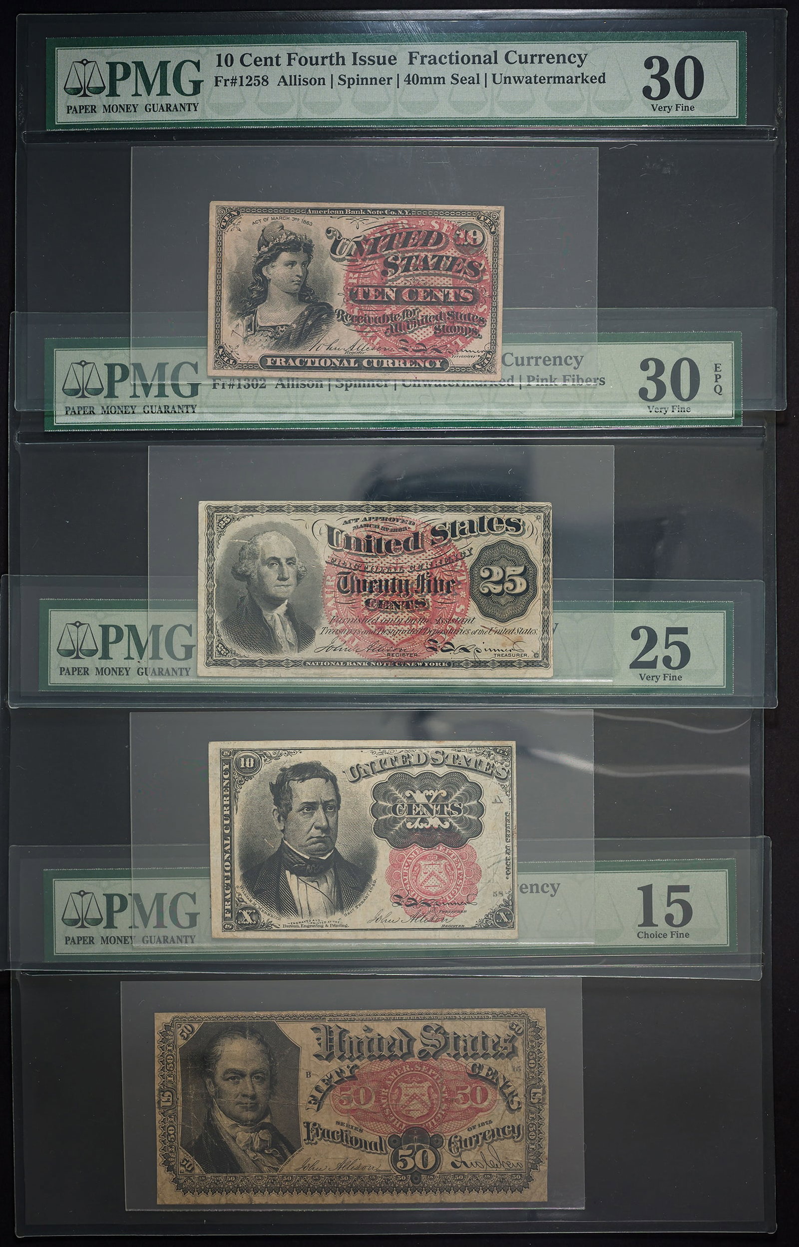 PMG-Certified Fractional Currency Foursome (1 of 1)