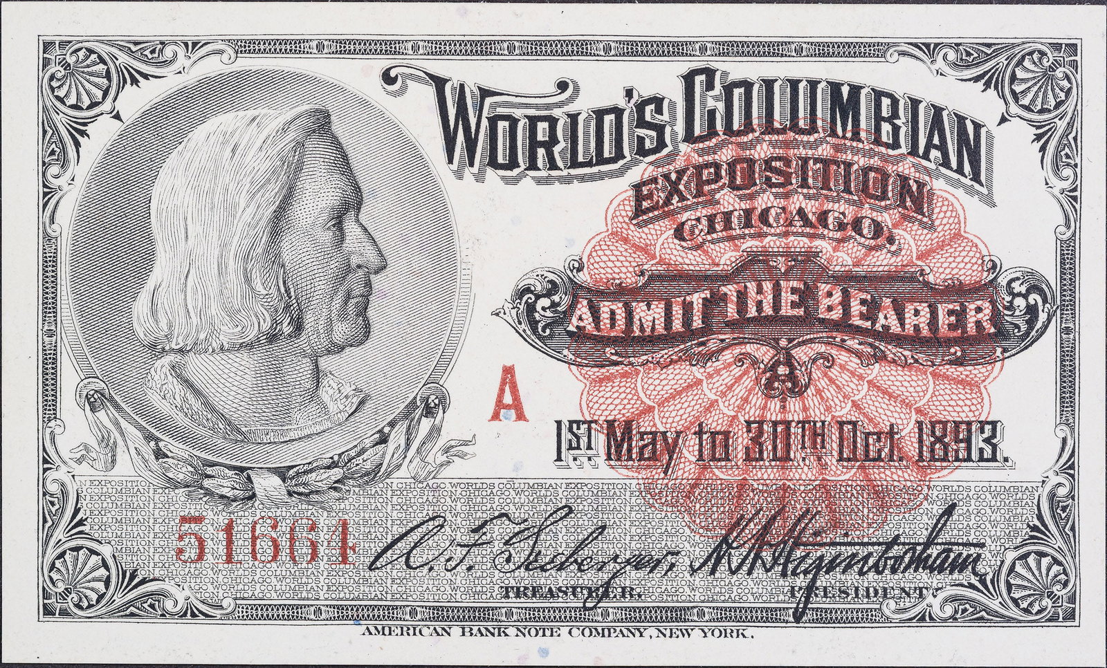 Crisp Unc Columbian Expo Ticket (1 of 2)