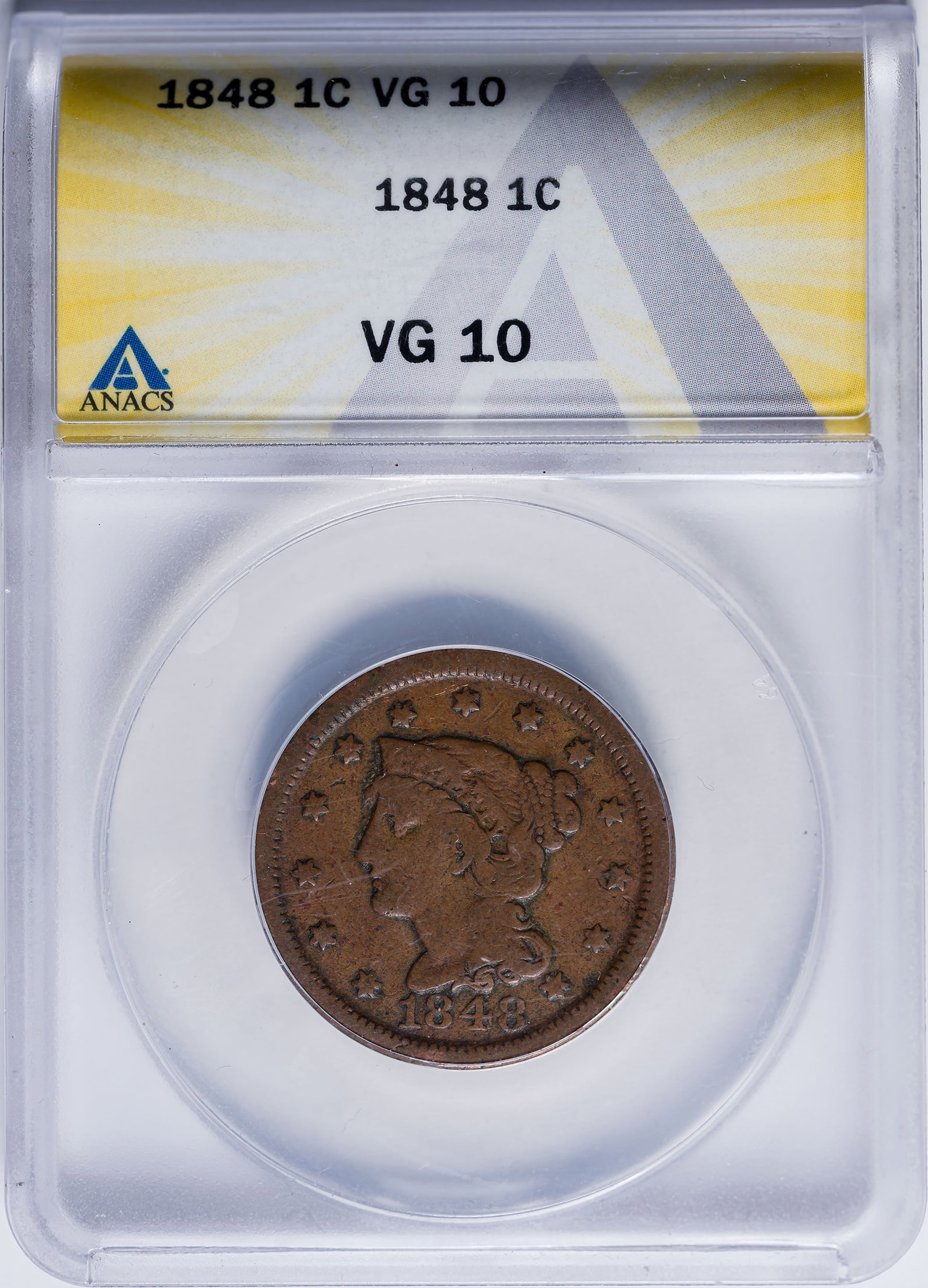 ANACS VG-10 1848 Large Cent (1 of 2)