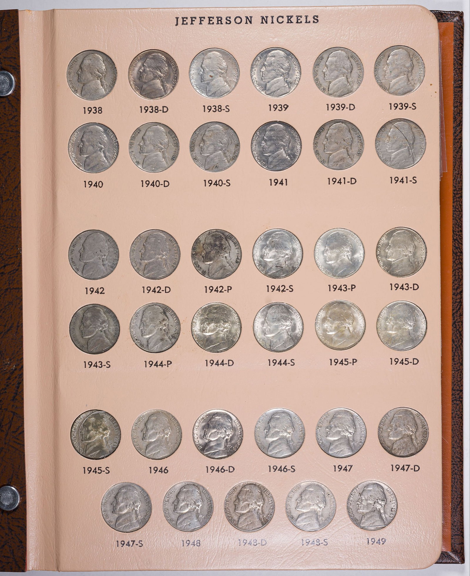 Unc and Proof Jefferson Nickel Group: Average circulated to Gem Unc. In two Dansco albums. The first album is 1938-2008; the second album is 2006-2023. (Total: 2 pieces)