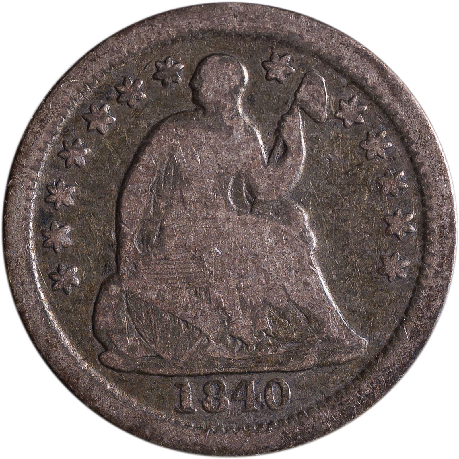 VG-8 1840-O With Drapery Seated Half Dime: Original and scarce.