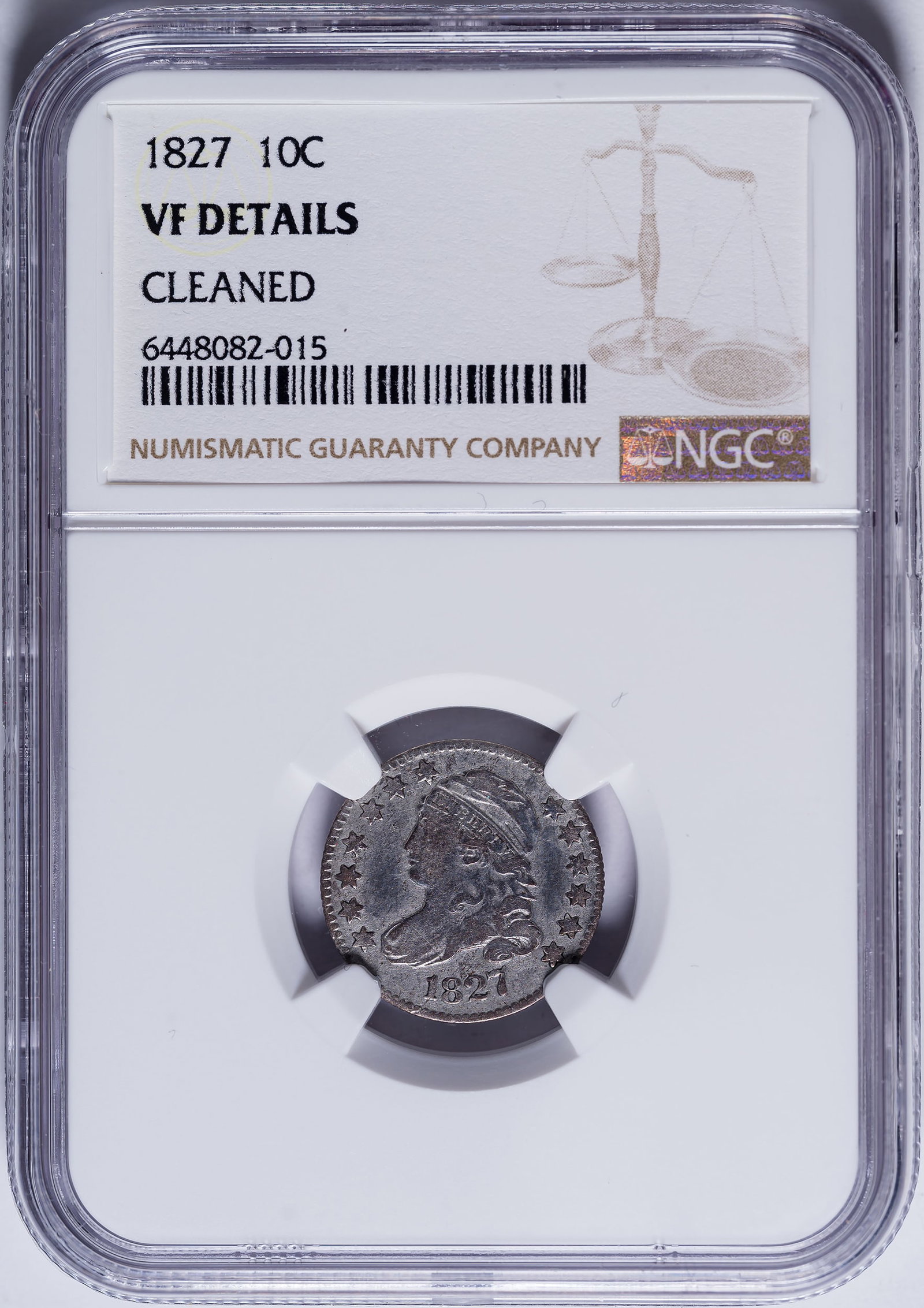 NGC VF Details 1827 Capped Bust Dime (1 of 2)