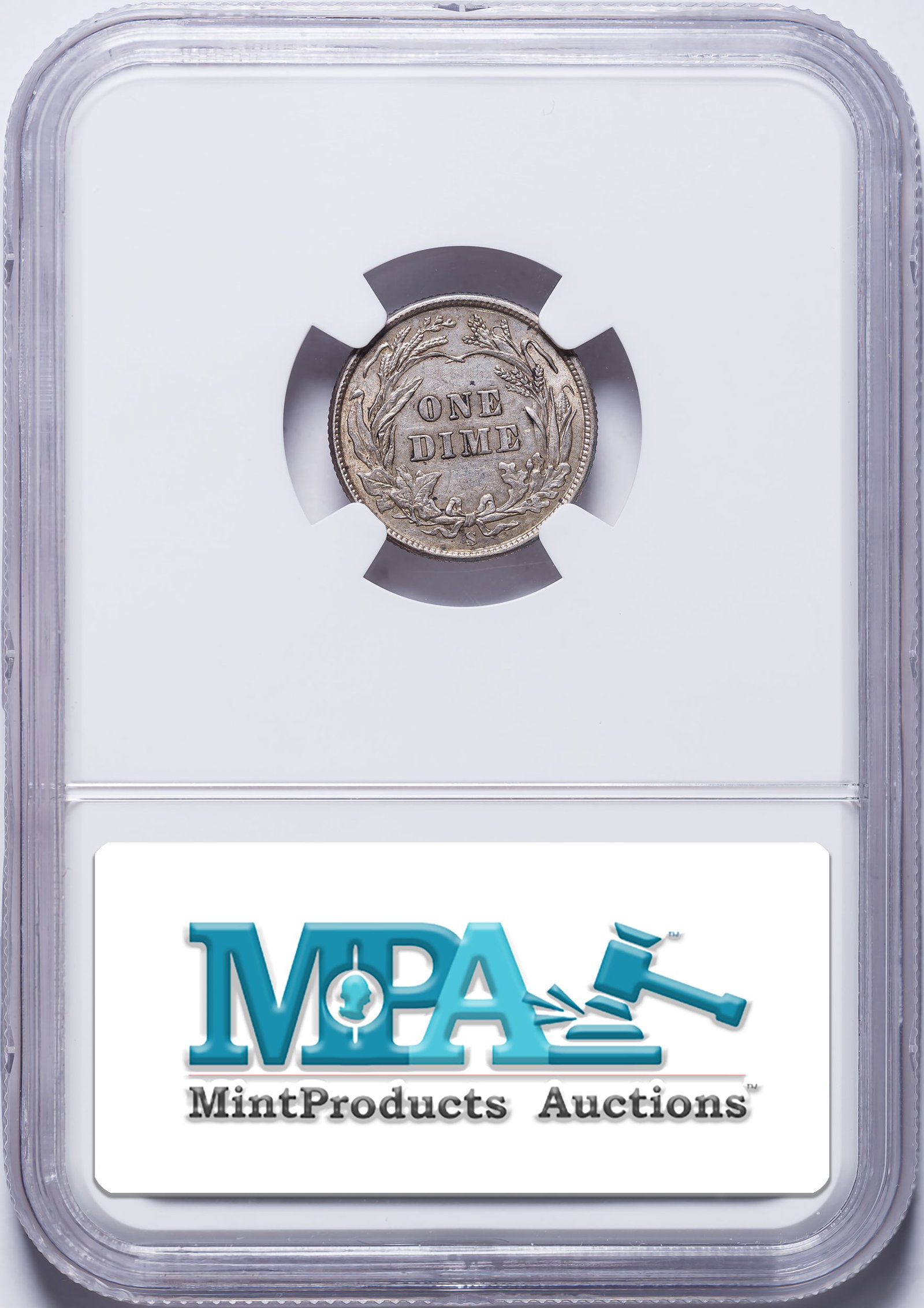 NGC AU-53 Toned 1910-S Barber Dime - 2