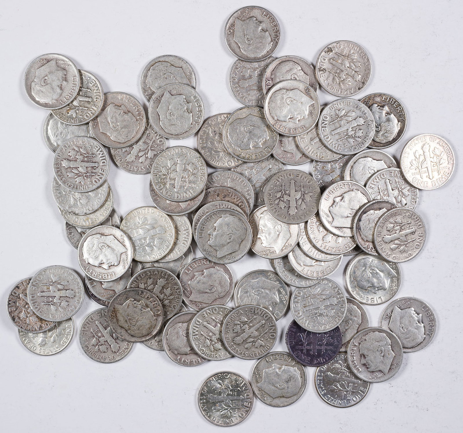 Hoardlet of Average Circulated Roosevelt Dimes (1 of 1)