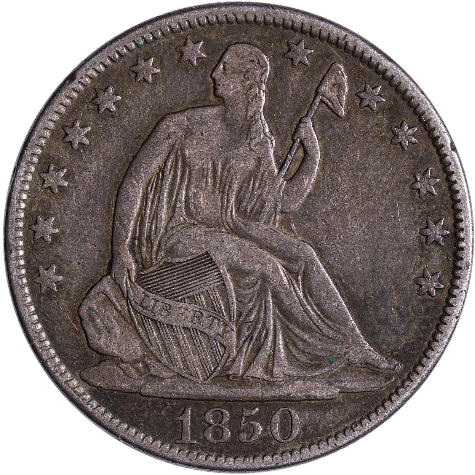 VF-20 1850-O Seated Half Dollar: Original but with a small rim bruise at around 1:00 on the reverse.