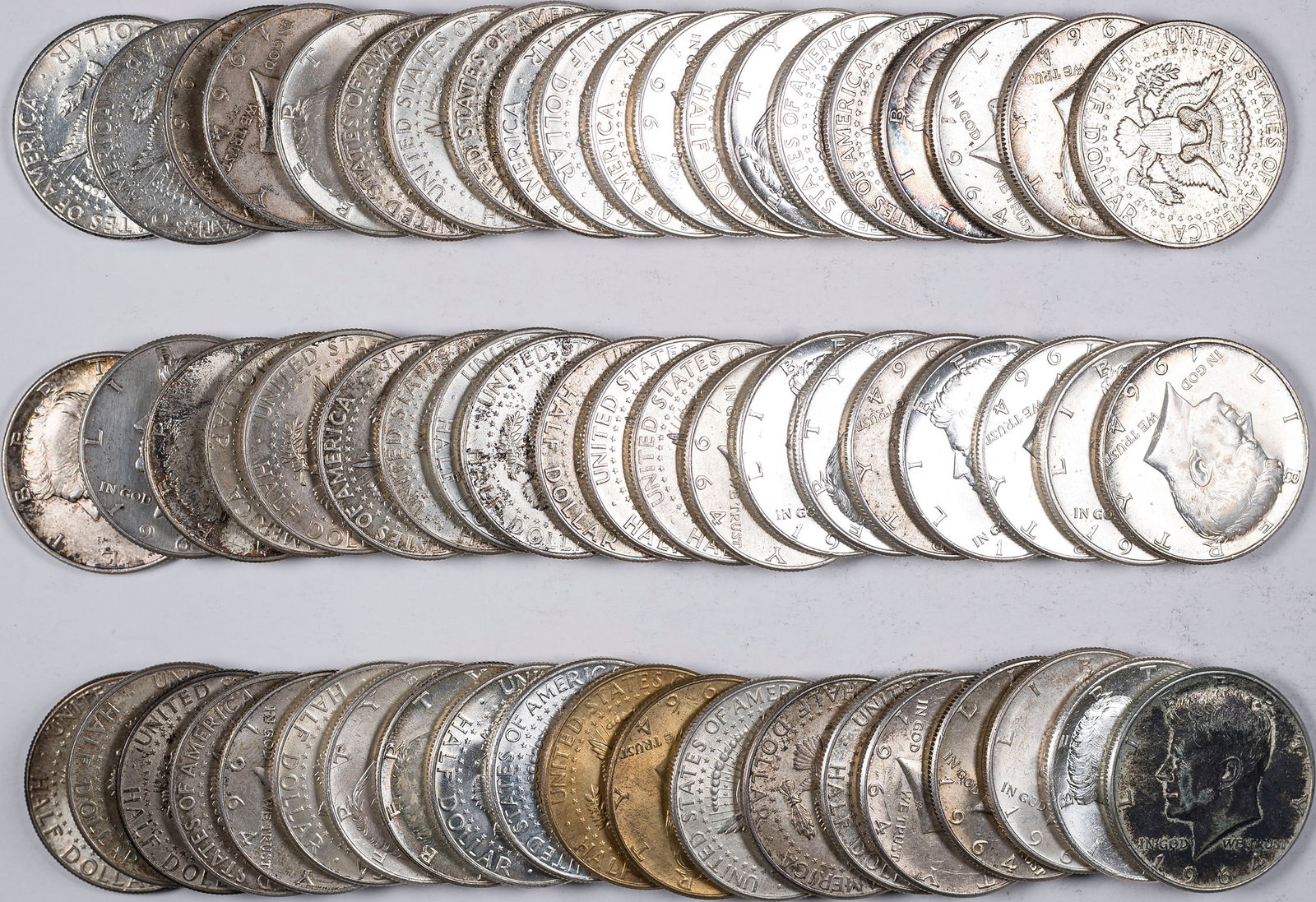 3 Rolls of 1964 Kennedy Half Dollars (1 of 1)