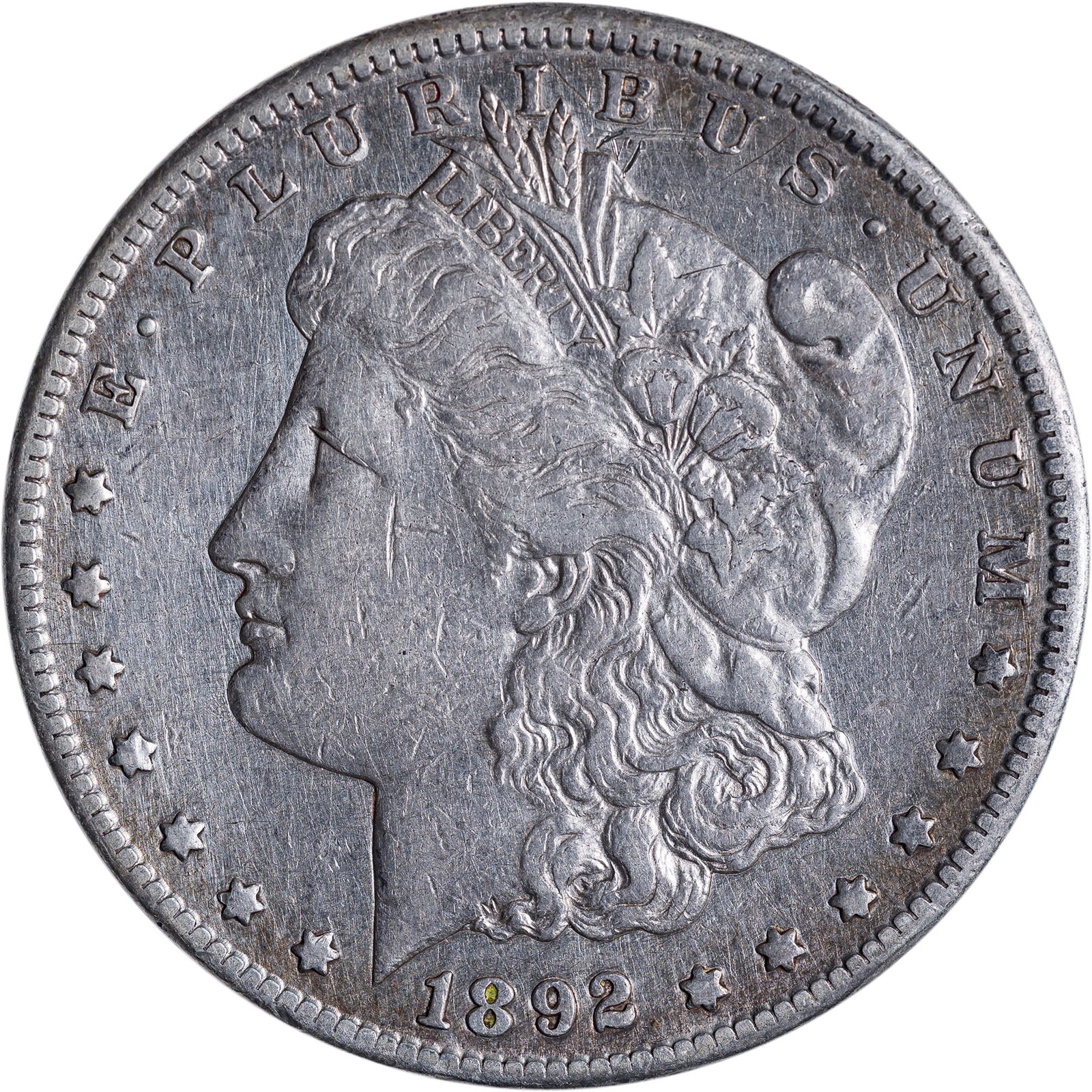 EF-40 Details 1892-CC Morgan Dollar: Cleaned long ago, modest reverse rim bruise at 9:00.