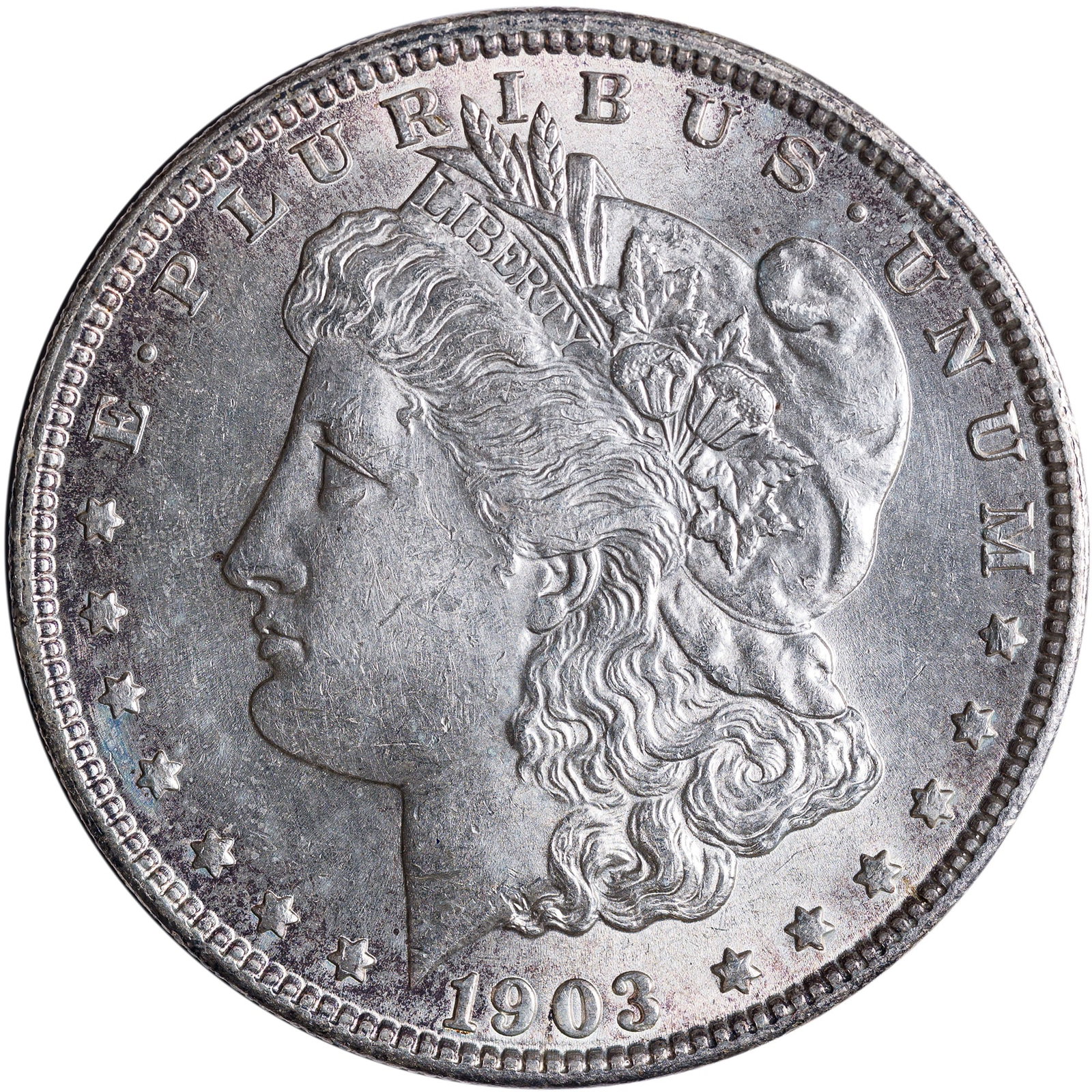 MS-60 1903 Morgan Dollar: Bright, frosty, and lustrous, with good overall eye appeal.