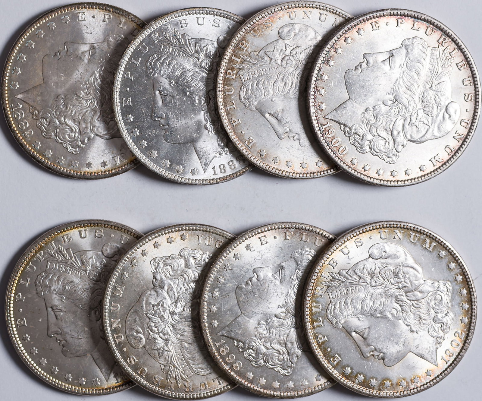 Eight Different MS-60 to MS-62 Morgan Dollars (1 of 1)