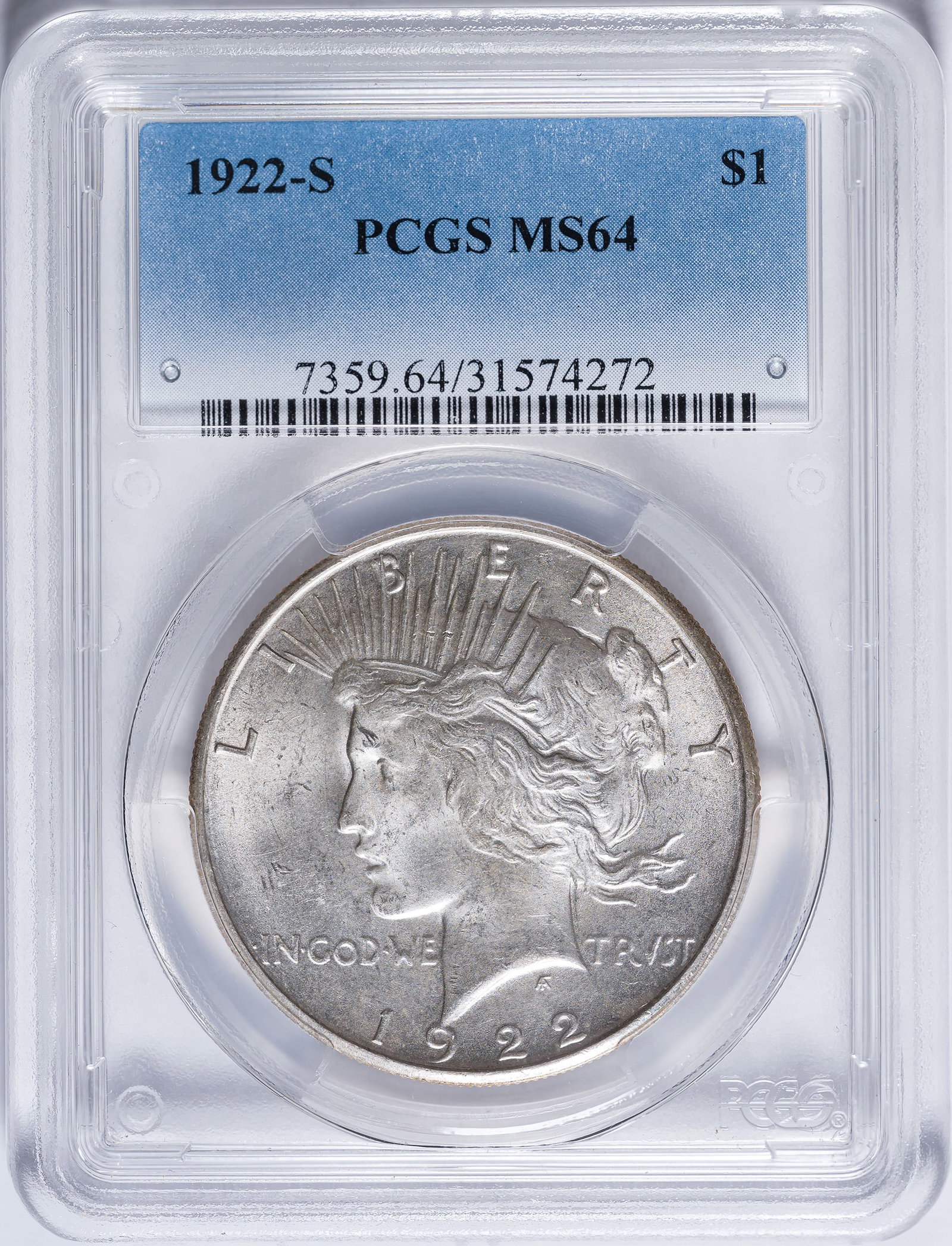 PCGS MS-64 1922-S Peace Dollar (1 of 2)