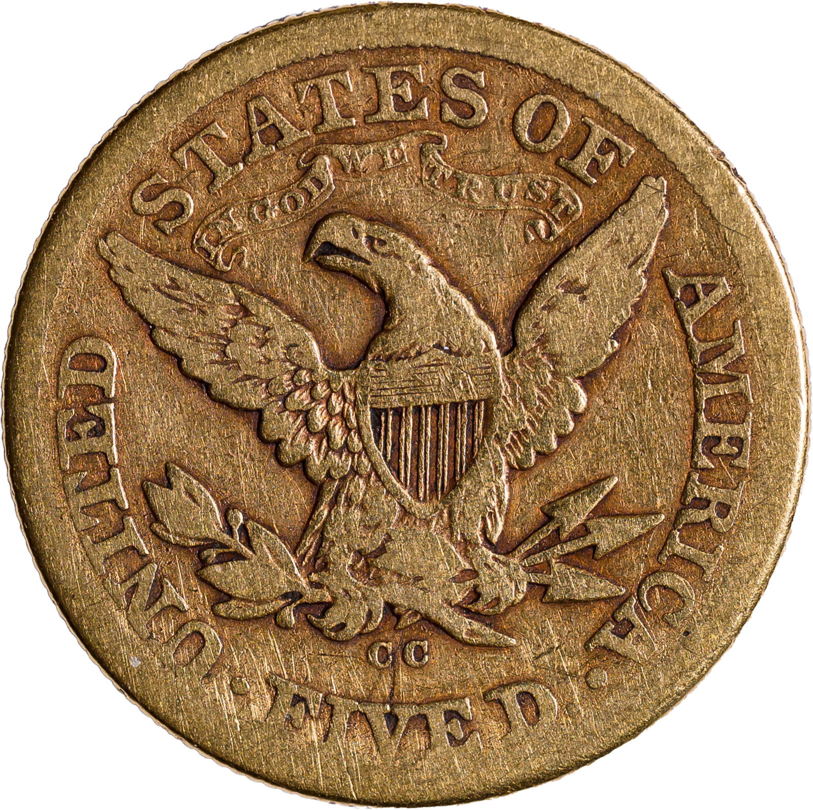 VG-10 to Fine 1876-CC $5 Gold Liberty Rarity - 2