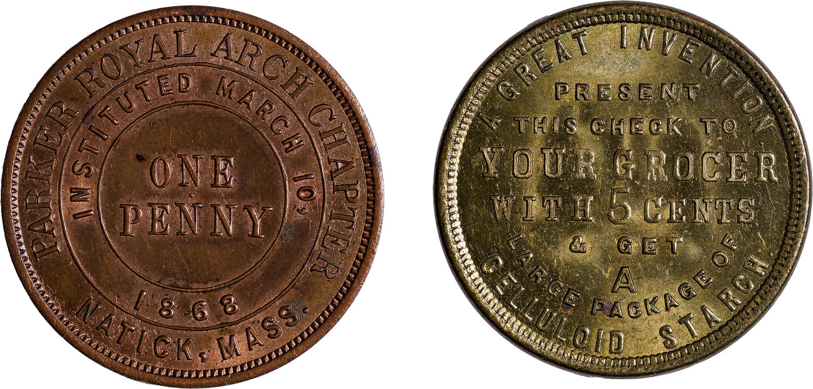 Pair Of Better Grade New England Tokens - 2