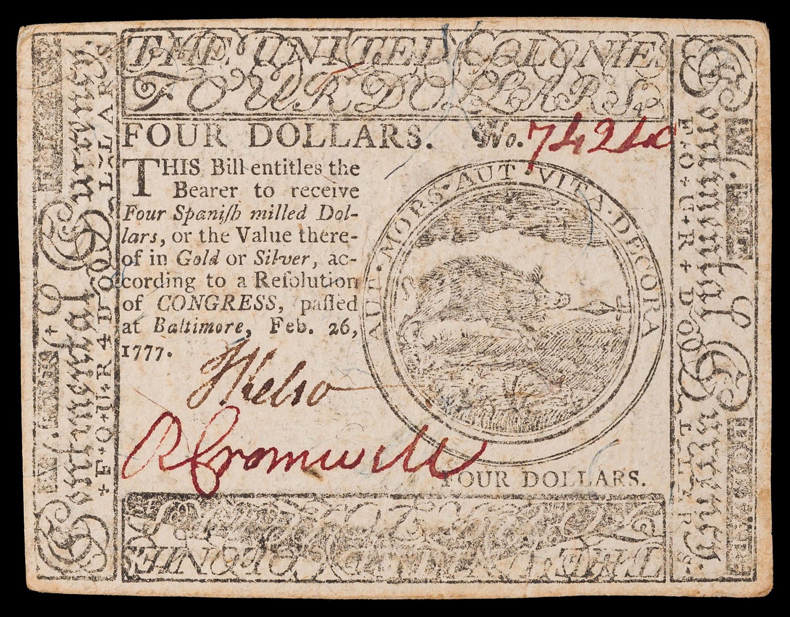 EF 1777 $4 Continental Currency (1 of 2)