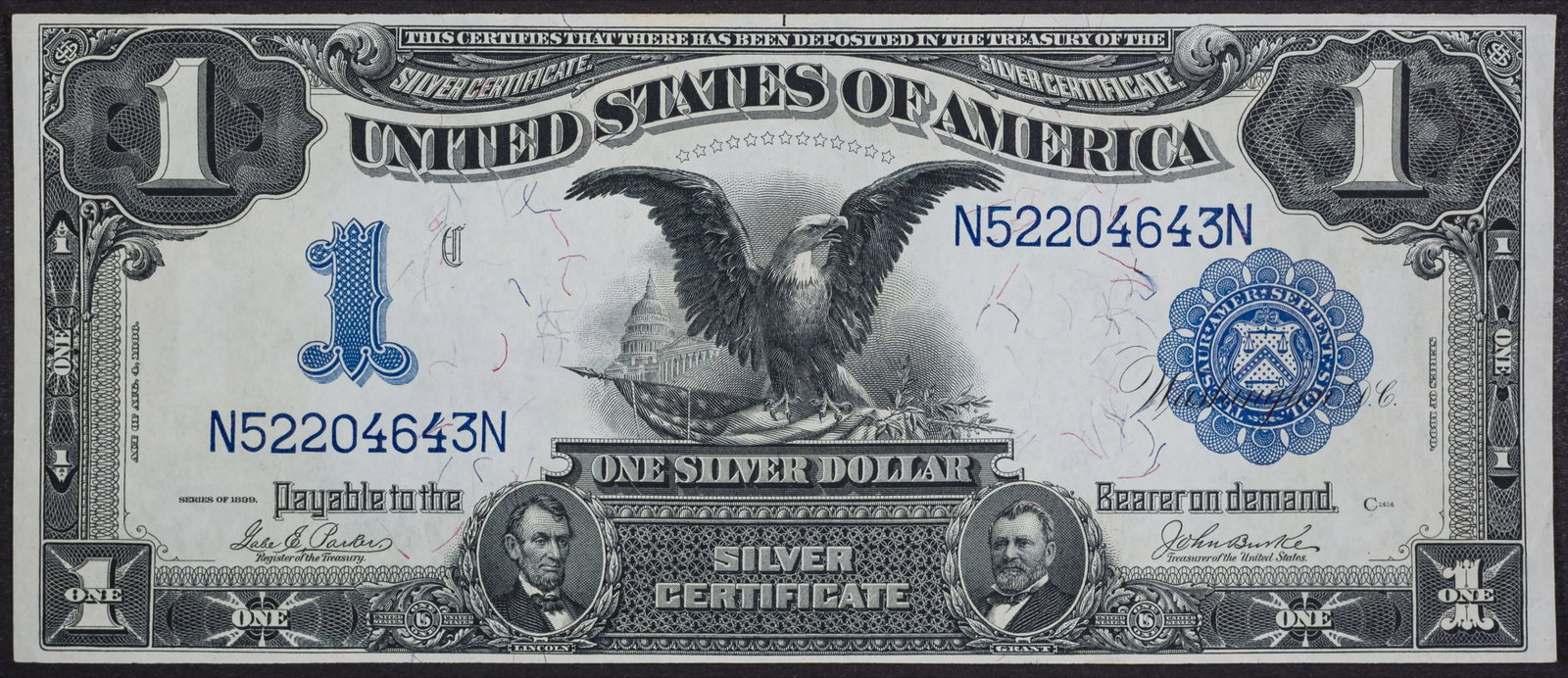 Crisp AU-58 1899 Black Eagle $1 (1 of 2)