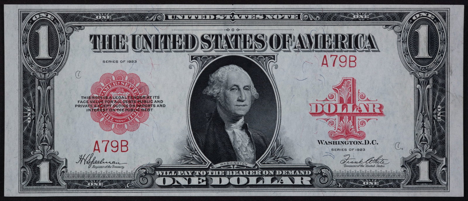 Choice-63 Low Serial 1923 $1 United States Note (1 of 2)