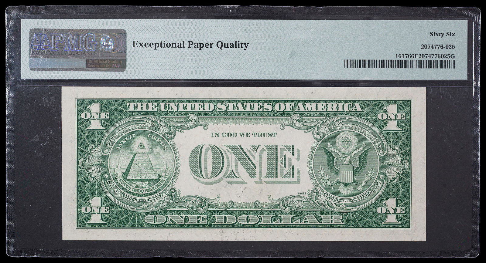 PMG Gem-66 EPQ 1935-G Silver Certificate $1 - 2