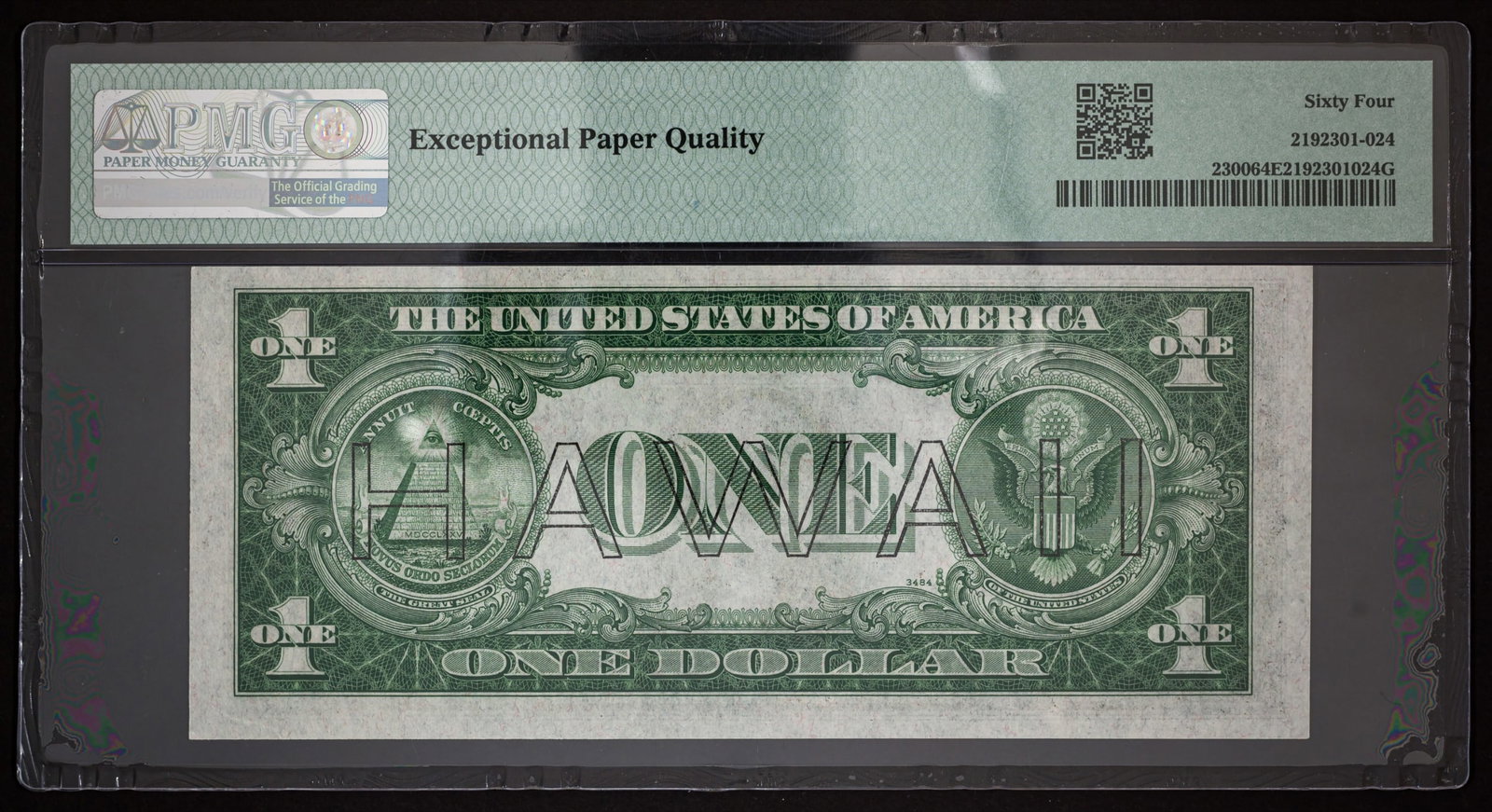PMG CU-64 EPQ 1935-A Hawaii Overprint $1 Note - 2