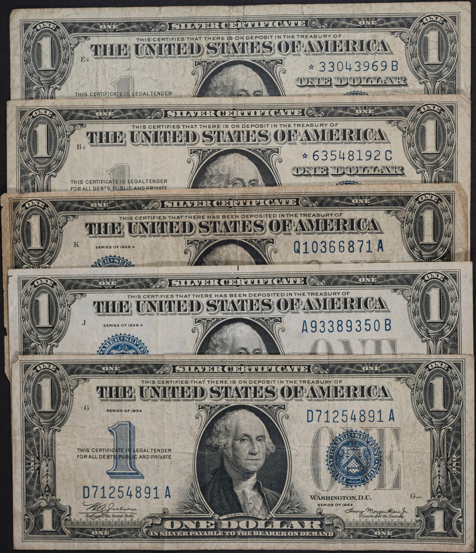 Funny Back and Star Note $1 Silver Certificates (1 of 1)