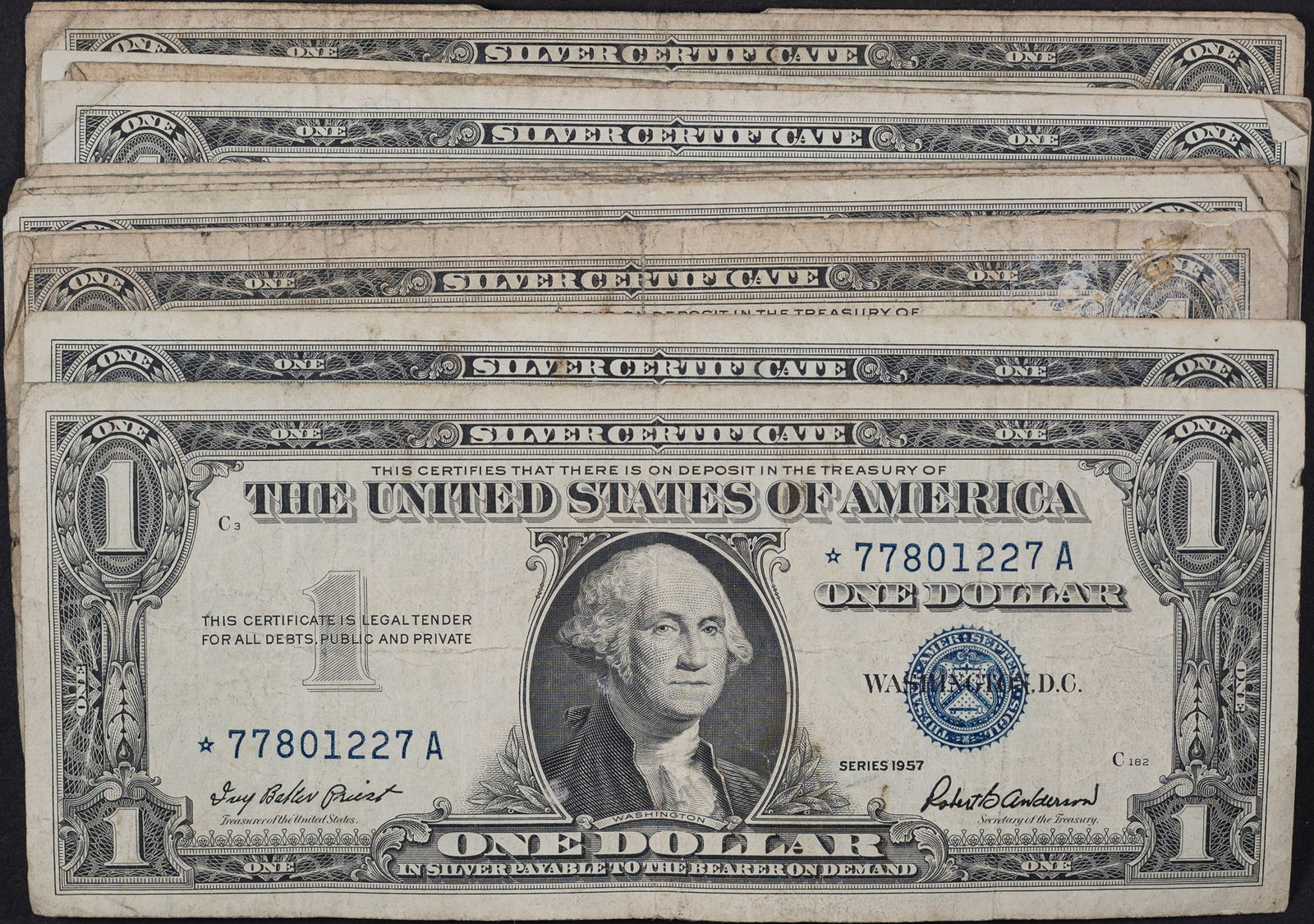 Group of 1957 $1 Star Notes: Average circulated to EF or so. (Total: 16 pieces)