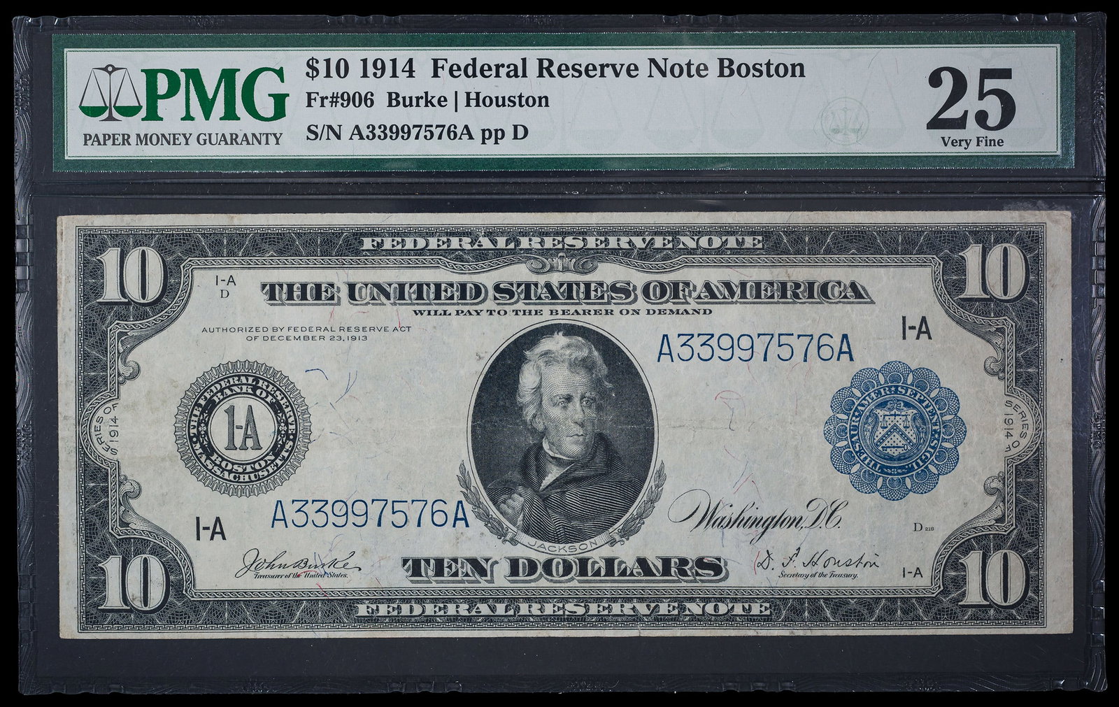 PMG VF-25 1914 Federal Reserve Note $10 (1 of 2)