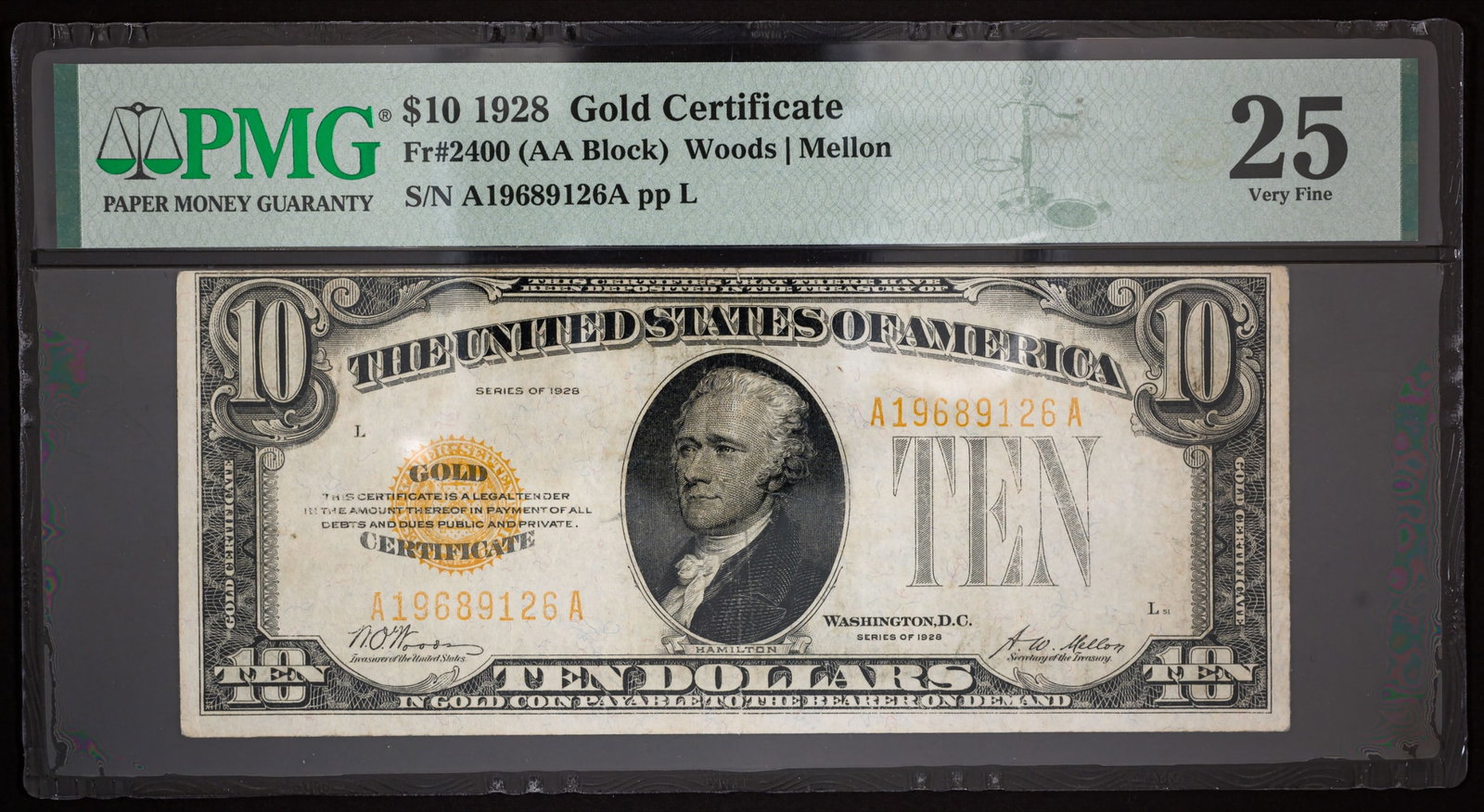 PMG VF-25 1928 $10 Gold Certificate (1 of 2)