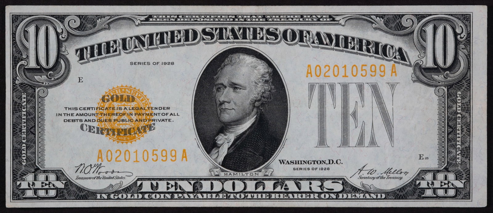 EF+ 1928 $10 Gold Certificate (1 of 2)