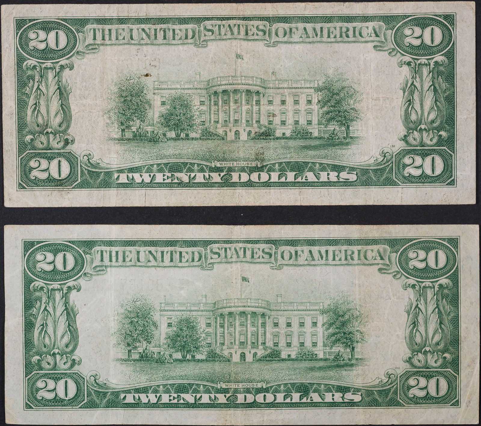 VF Pair of 1929 National Currency $20 Notes - 2