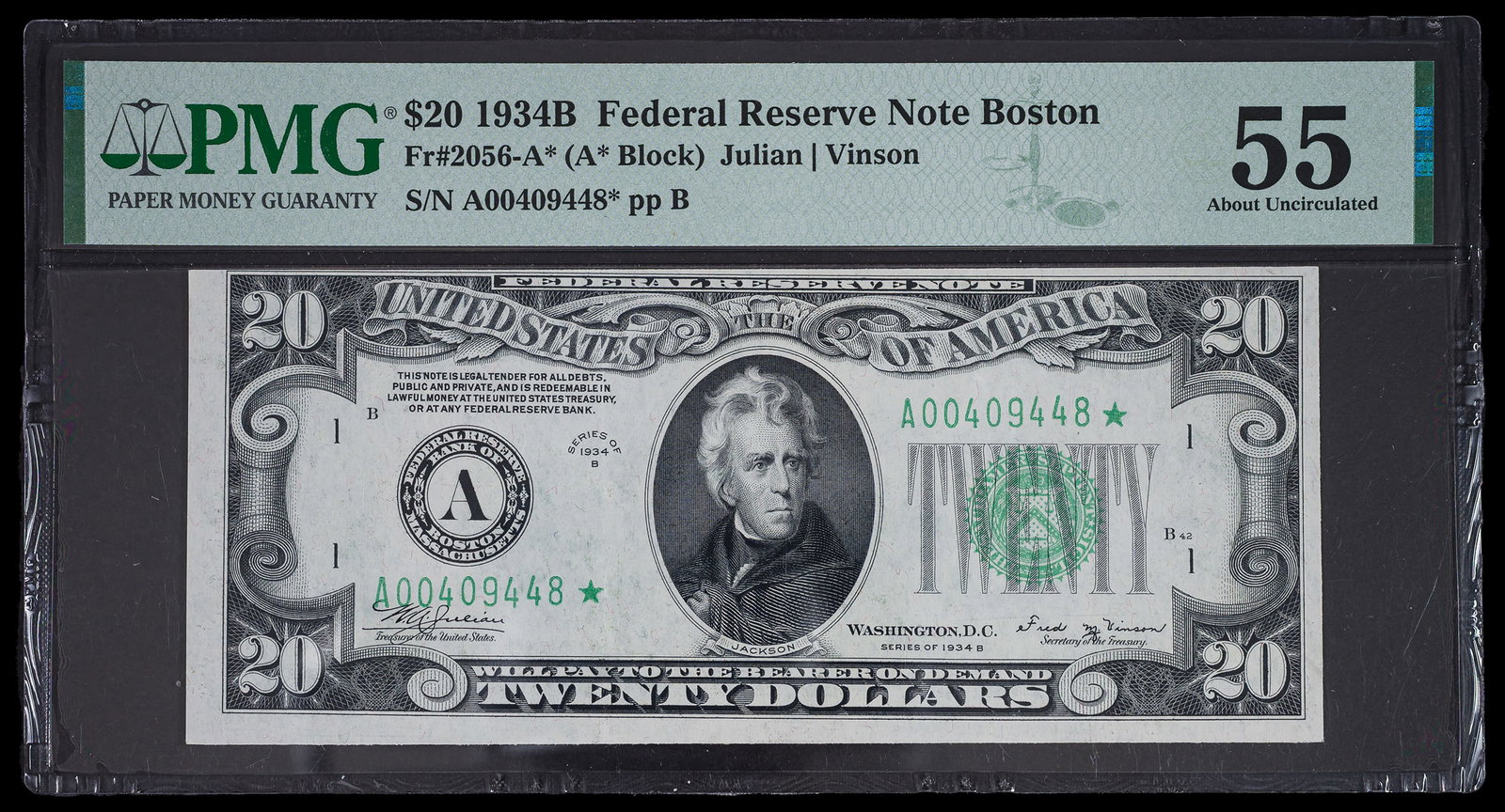 PMG 1934-B $20 Star Note Consecutive Pair - 3