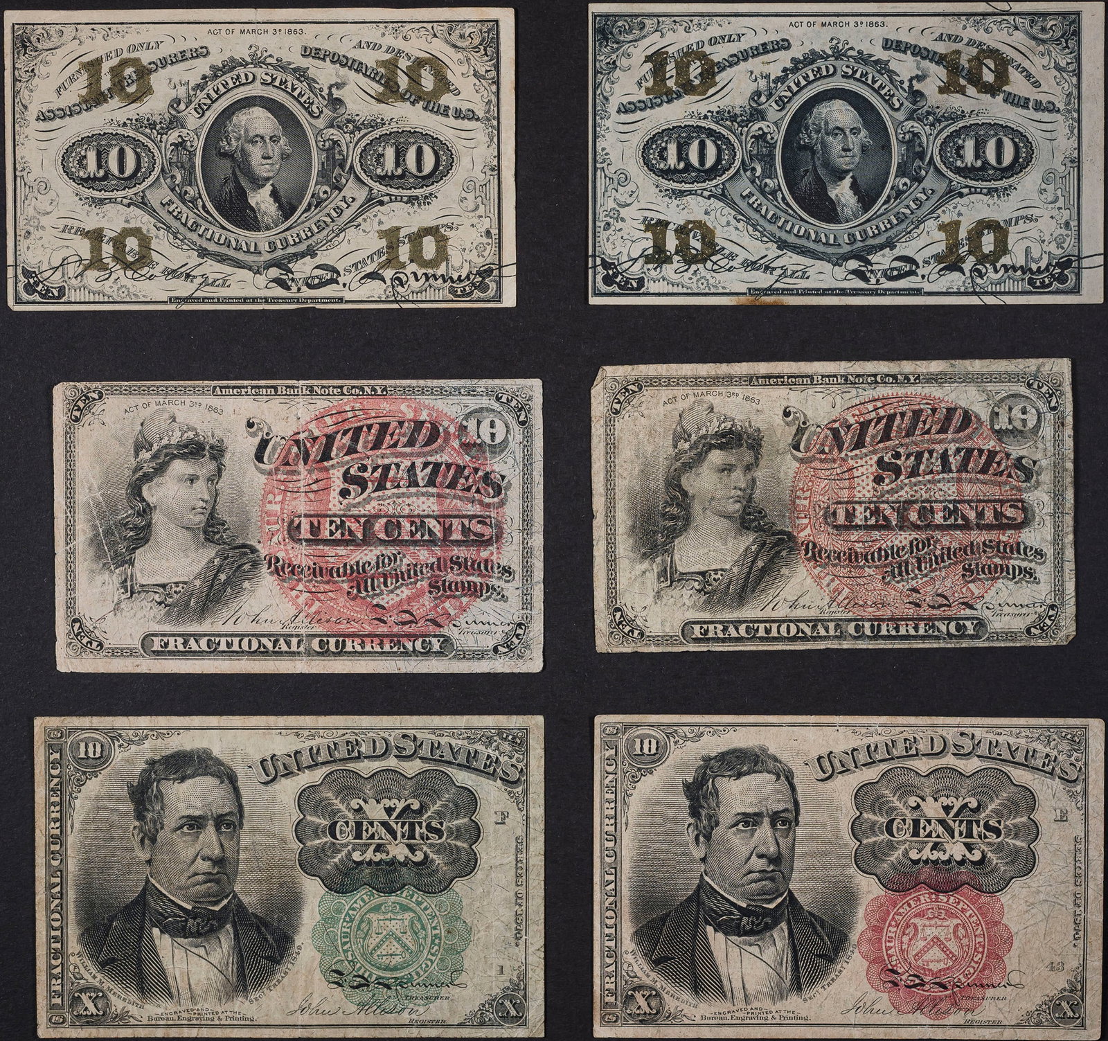 VF and Better Fractional Currency 10-Cent Mix (1 of 2)
