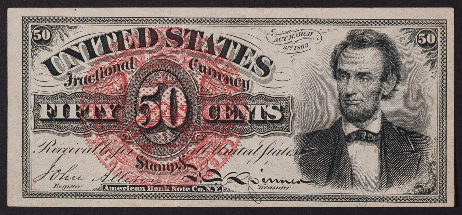 EF 50-Cents Lincoln Portrait Fractional Currency (1 of 2)