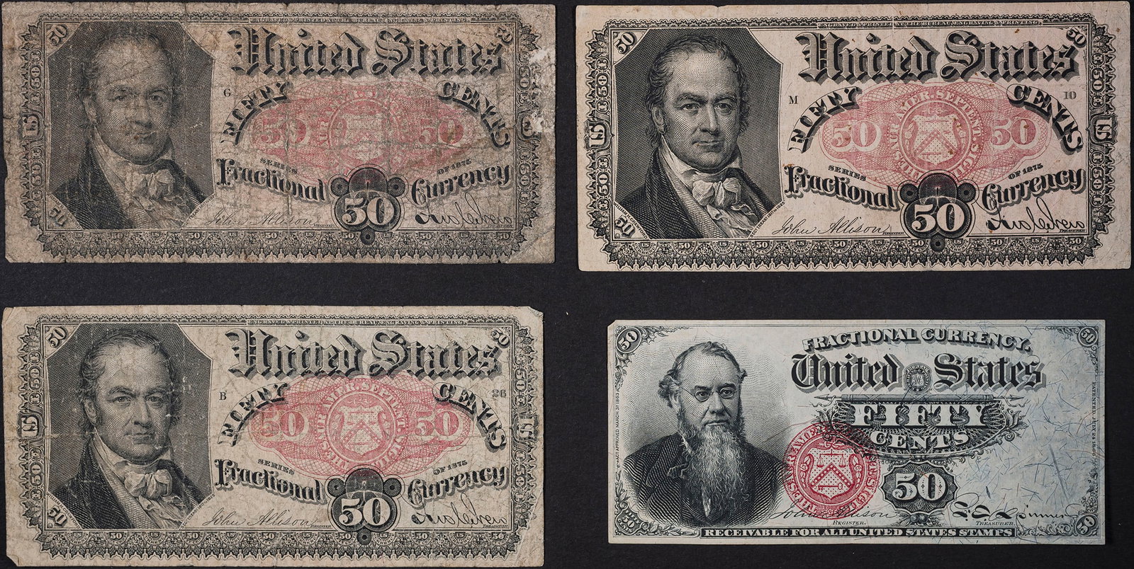 Quartet of VG to VF 50-Cents Fractional Notes (1 of 2)
