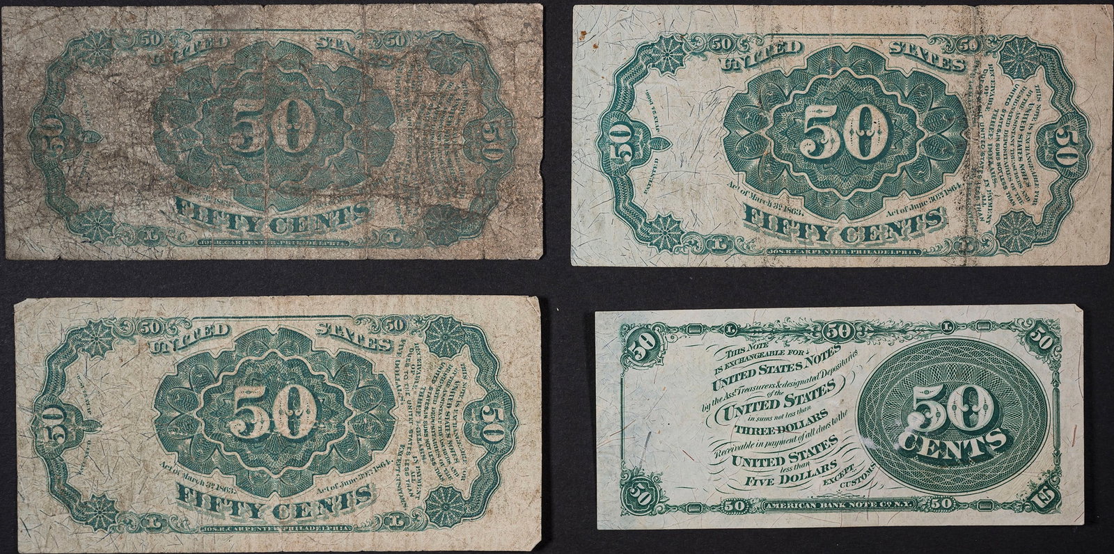 Quartet of VG to VF 50-Cents Fractional Notes - 2