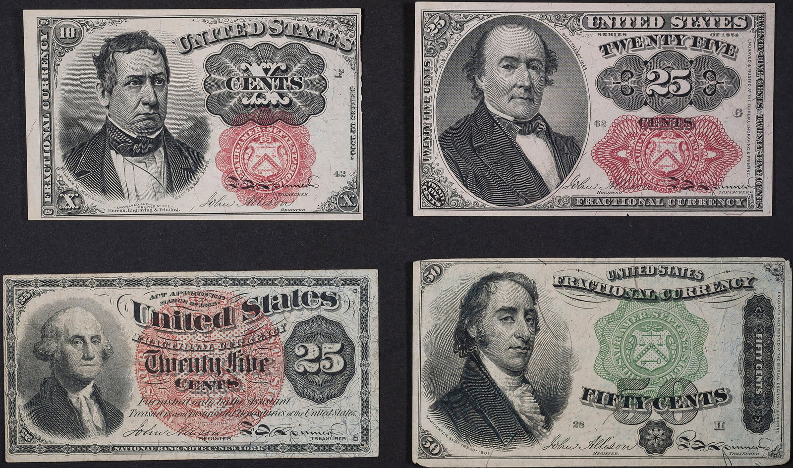 VF to AU Fractional Currency Foursome (1 of 2)