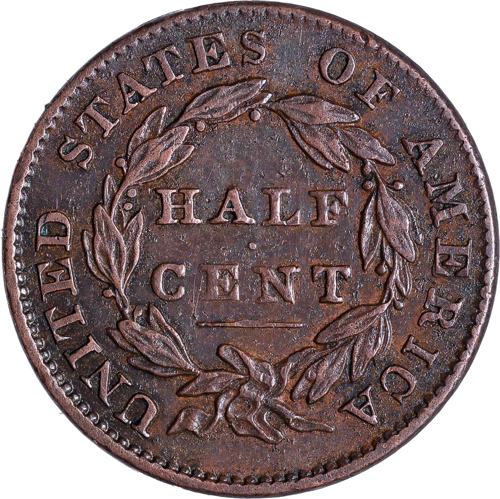 AU-50+ 1832 Half Cent - 2