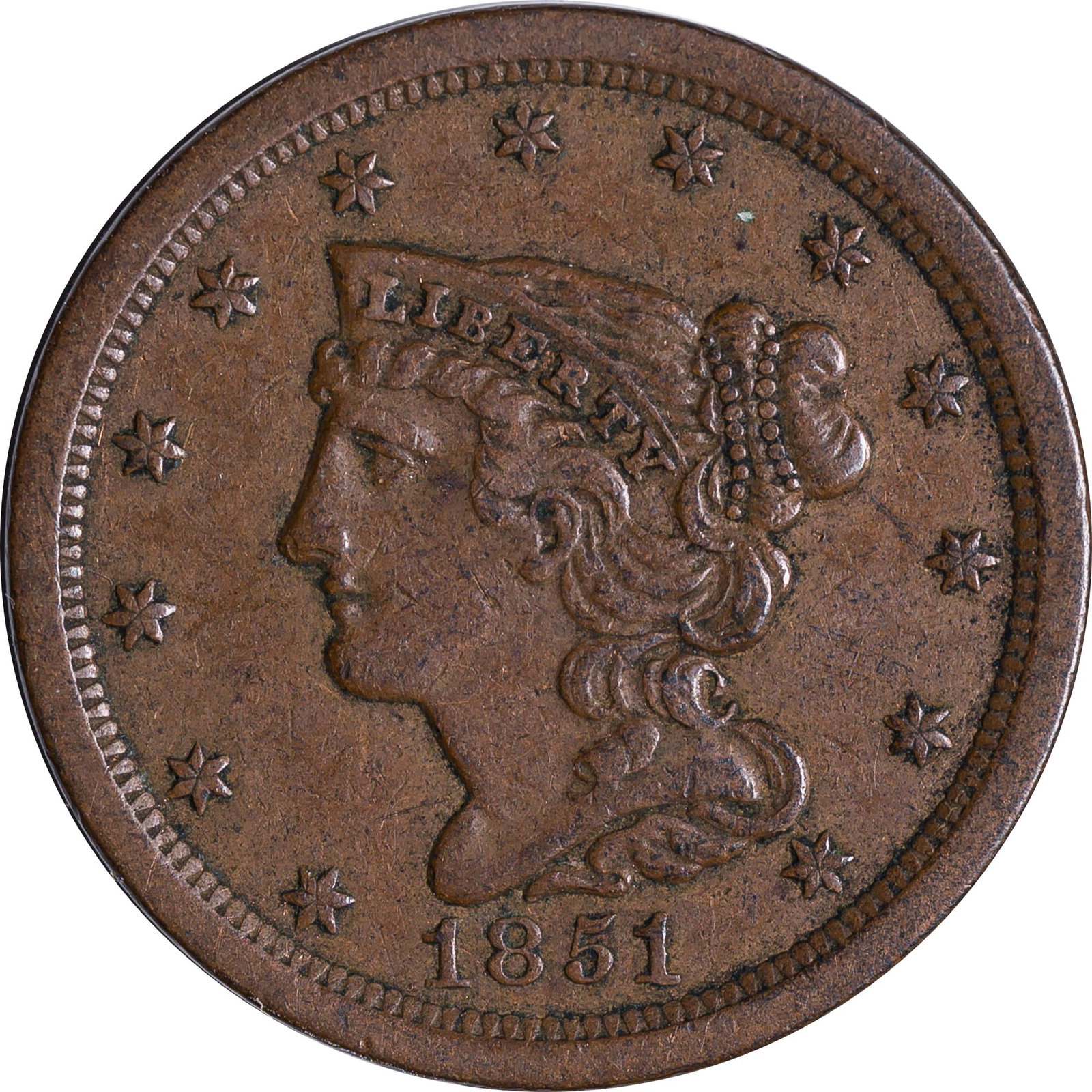Choice VF to EF 1851 Half Cent (1 of 2)