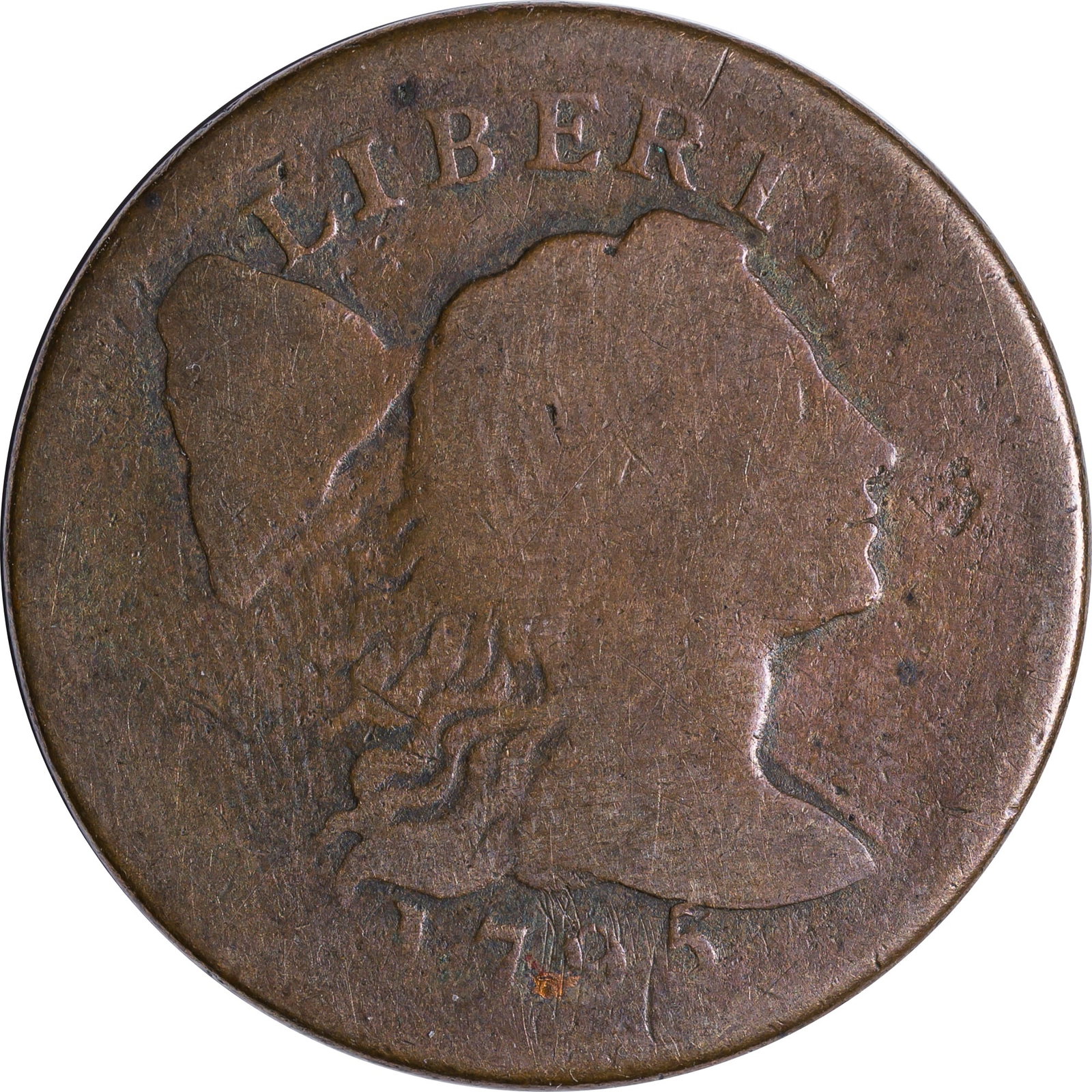Good-4 1795 Large Cent: Evenly worn golden-tan surfaces reveal no marks of substance. Reverse weakness not unusual for the type. A decent piece of 18th-century copper.