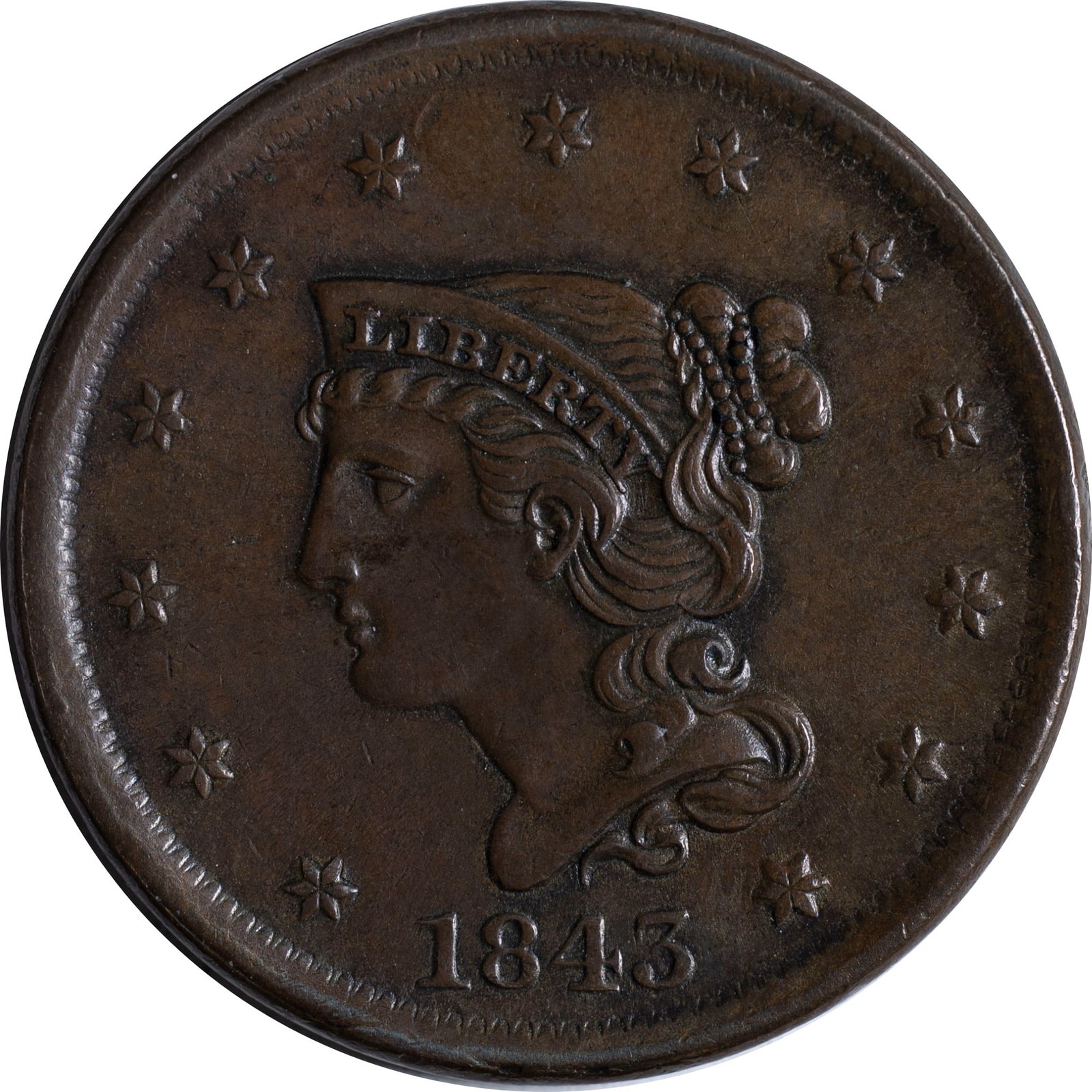 AU-50 1843 Petite Head Large Cent (1 of 2)