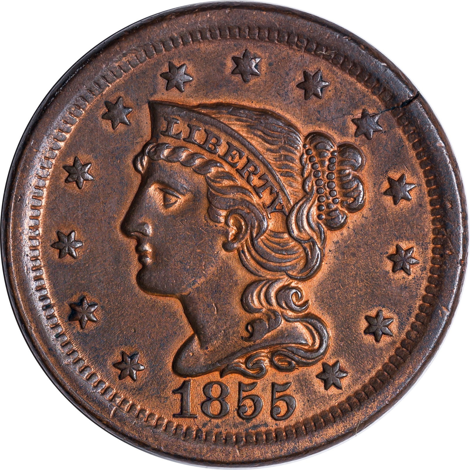 Unc Details 1855 Large Cent (1 of 2)