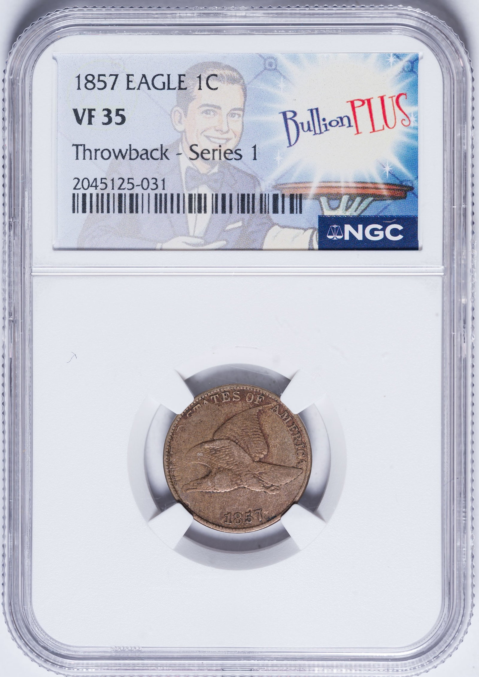 NGC VF-35 1857 Flying Eagle Cent (1 of 2)