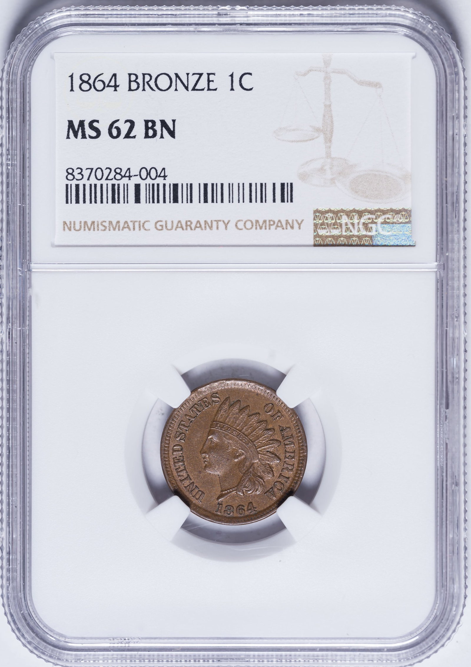 NGC MS-62 BN 1864 Bronze Indian Cent (1 of 2)