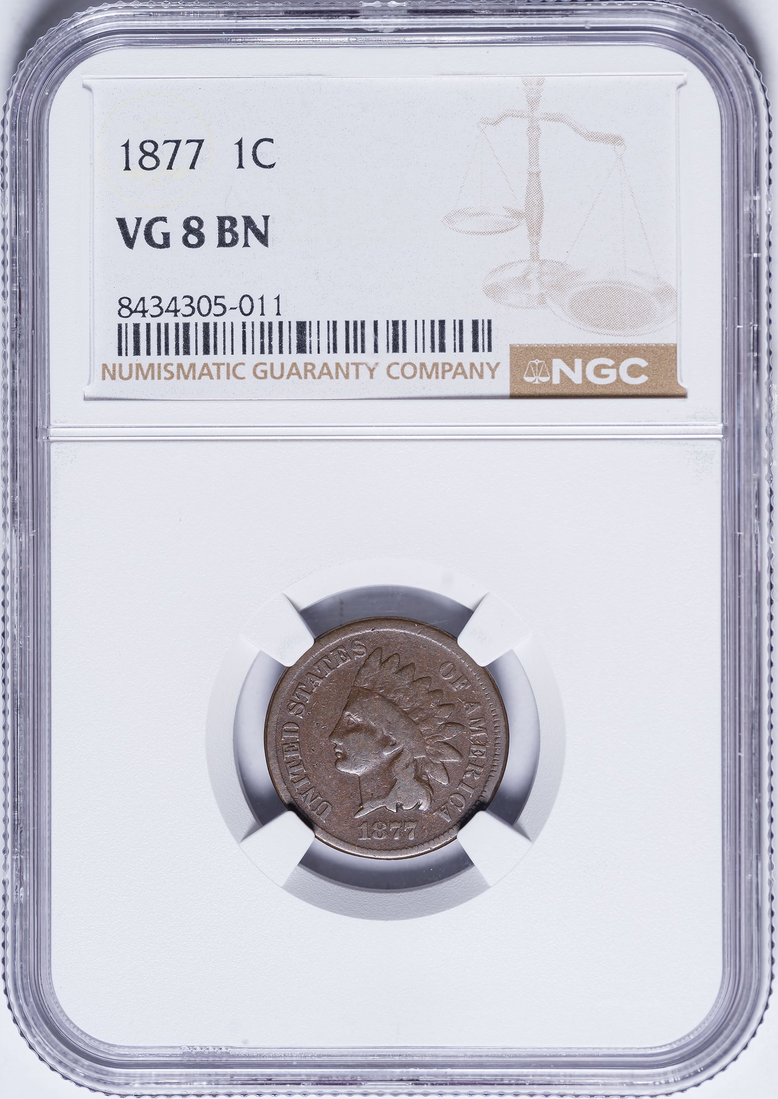 NGC VG-8 1877 Indian Cent (1 of 2)