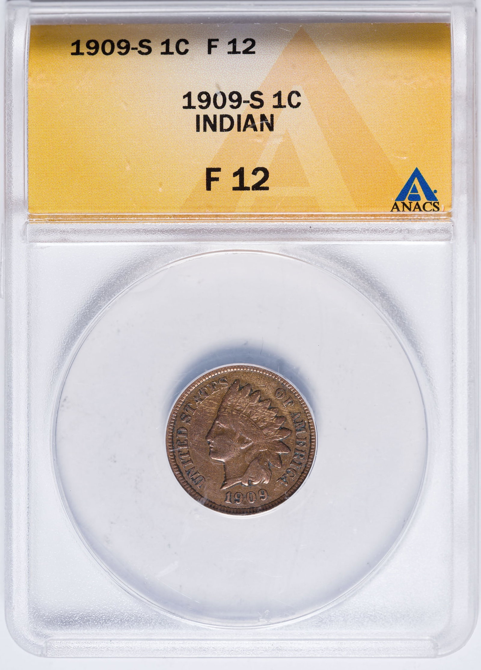 ANACS Fine-12 1909-S Indian Cent (1 of 2)