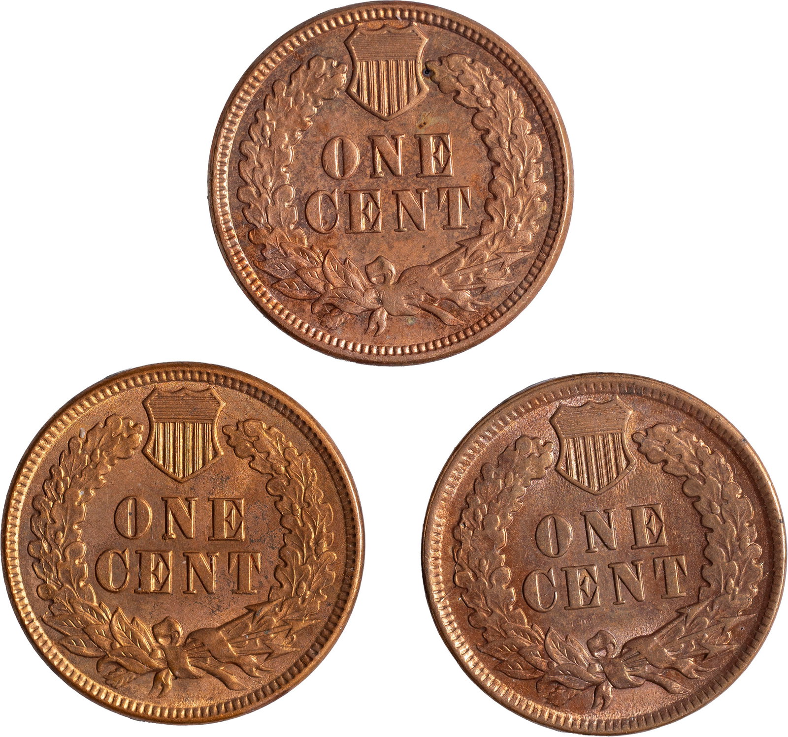 3 Diff UNC Details Indian Cents - 2