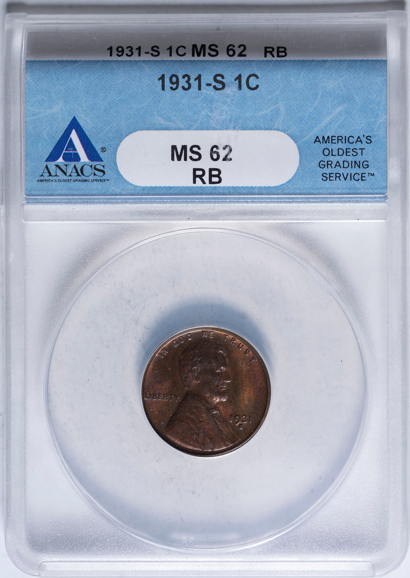 ANACS MS-62 RB 1931-S Lincoln Cent (1 of 2)